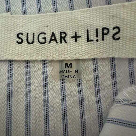4/$25 Sugar + Lips nautical stripe peplum poet sleeve size medium office preppy - Picture 4 of 6